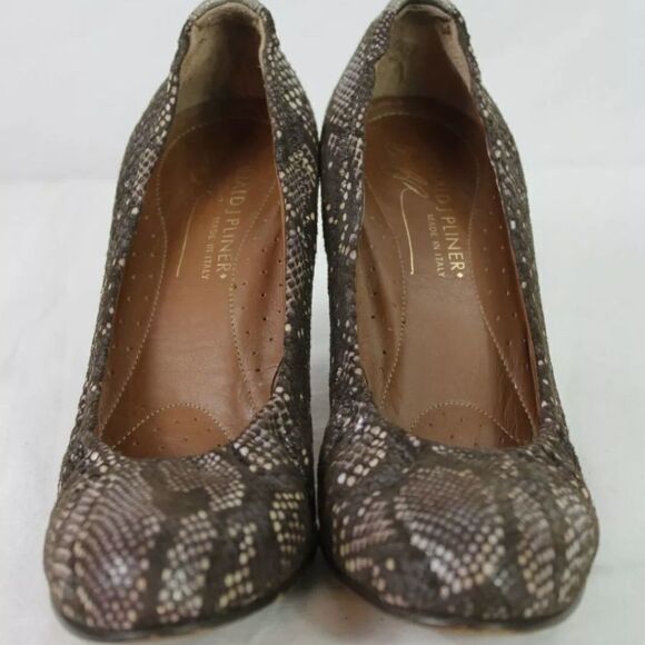 DONALD J PLINER ORINA LEATHER SNAKE PRINT PUMPS SHOES WOMEN'S 7.5 Made in Italy. - Picture 4 of 9